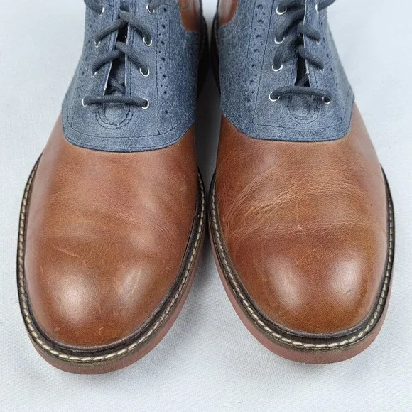 Cole Haan NikeAir Air Sole Saddle Brown Blue Leather Oxford Dress Shoes Sz 9 M - Picture 6 of 10